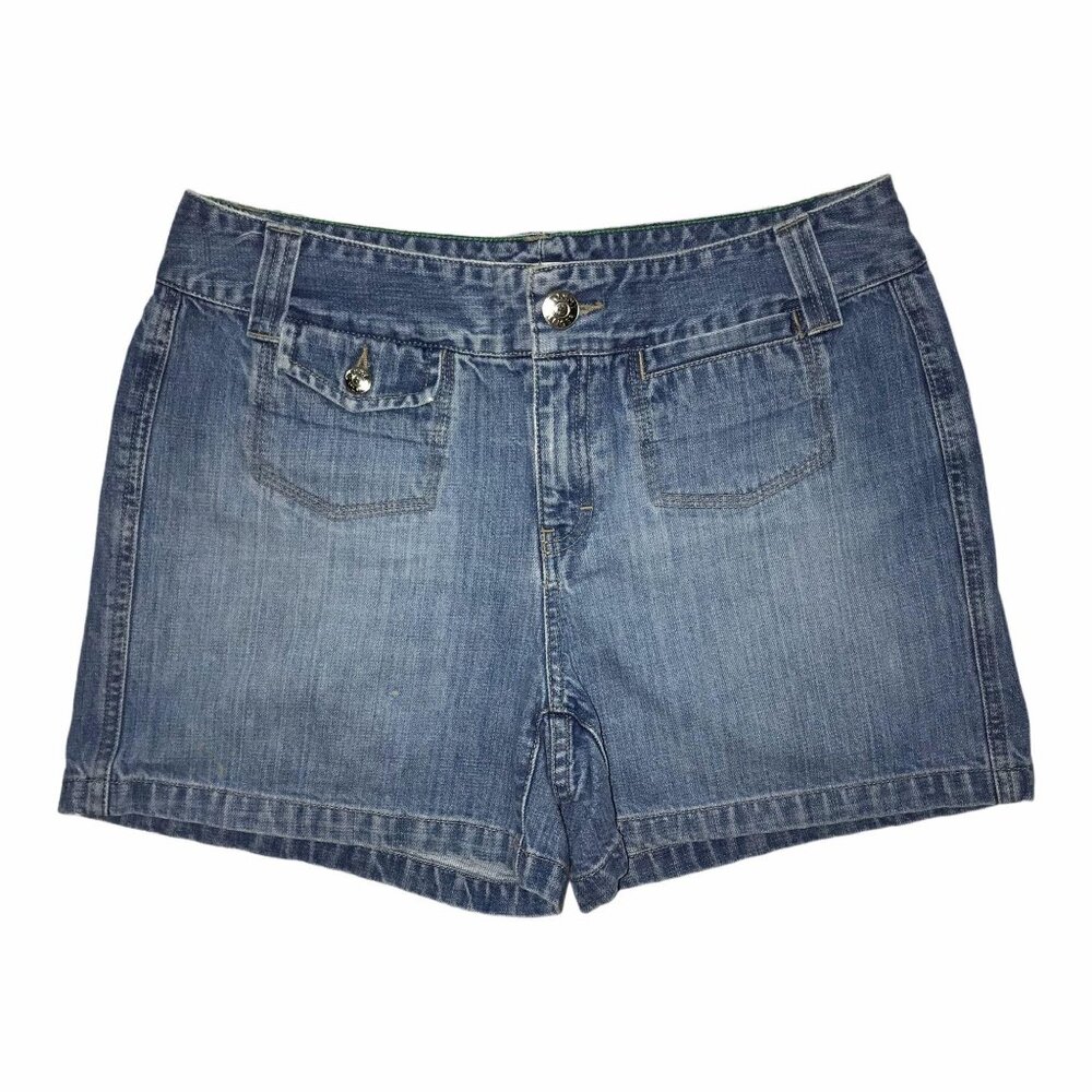 READ Tommy Hilfiger Jean Shorts Womens 10 Light Wash Embroidered Logo Jean - Picture 1 of 9